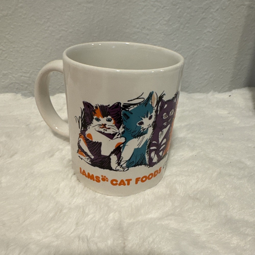Vintage Iams Cat Foods Coffee Mug Kittens Good For Life Promotional Cup with Box